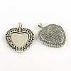 Tibetan Style Heart Alloy Pendant Cabochon Settings TIBEP-S289-28AS-RS-1