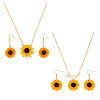 FIBLOOM Sunflower Jewelry Set with Imitation Pearl Beaded SJEW-FI0001-30-8