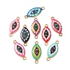 Printed Flower Alloy Enamel Evil Eye Links Connector Charms FIND-G118-03G-1
