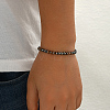 Natural Tiger Eye Heishi Beaded Bracelets with 201 Stainless Steel End Chains OQ4301-1-3