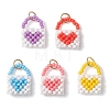 Glass Seed Beaded Handbag Pendants PALLOY-MZ01217-1