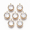Brass Glass Rhinestone Charms X-GLAA-S179-32-RS-1