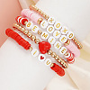 Polymer Clay & Plastic & Acrylic Heart Letter Beaded Stretch Adjustable Stackable Bracelet Sets for Women YY5680-1