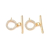 Brass Micro Pave Clear Cubic Zirconia Toggle Clasps KK-E068-VC174-1