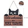 Wooden Rectangle with Word Cats Welcome People Tolerated Pendant Decoration PW-WG9044B-01-3