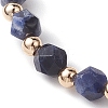 6mm Round Faceted Natural Mixed Gemstone & Brass Beaded Stretch Bracelets for Women Men BJEW-JB10601-4