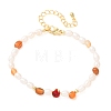 Natural Carnelian Chip and Rice Natural Pearl Beaded Bracelets GG-CBA3297-13G-A-4