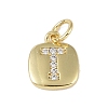 Rack Plating Brass Micro Pave CLear Cubic Zirconia Charms KK-E110-14G-T-1