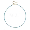8MM Round Cat Eye and AB Color Plated Glass Faceted Rondelle Beaded Necklaces NJEW-JN06687-4