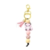 Fox Silicone with Faux Suede Tassel Pendant Decorations HJEW-YW00451-04-1