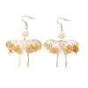 Natural Yellow Quartz Chips Dangle Earrings EJEW-S214-01A-1