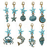 27Pcs 9 Styles Ocean Theme Alloy Pendant Decorations HJEW-CA00098-8