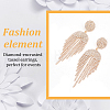 2 Pairs 2 Colors Crystal Rhinestone Chain Tassel Dangle Stud Earrings EJEW-FI0001-02-3