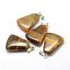 Trapezoid Natural Tiger Eye Pendants G-Q359-13-2