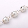 Handmade Round Glass Pearl Beads Chains for Necklaces Bracelets Making AJEW-JB00056-01-2