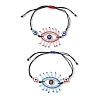 2Pcs 2 Color Horse Eye Glass Seed Beaded Link Bracelet Sets BJEW-MZ00074-1