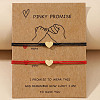2Pcs Heart 304 Stainless Steel Bead Braided Bead Bracelets LR5598-3-1