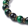 Natural Tiger Eye Round Beads Stretch Bracelet BJEW-JB07289-01-3