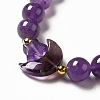Moon and Star Natural Amethyst & Mixed Gemstone Beaded Bracelets for Women G-G997-B03-3