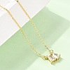 Brass Pave Cubic Zirconia Rectangle & Teardrop Pendant Cable Chain Necklaces KK-CBAB173-05G-12-2