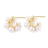 Plastic Pearl Beaded Half Round Stud Earrings LS-EJEW-C060-05G-1