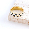 Black & White Checkerboard Titanium Steel Enamel Finger Rings FS-WG83B81-01-4