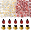 5Pcs Handmade 3D Bees Lampwork Beads & 50Pcs Flower Millefiori Glass Beads Sets LAMP-YW0001-63-2