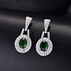 Brass Micro Pave Cubic Zirconia Oval Stud Dangle Earrings for Women BT3883-2-1