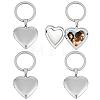 4Pcs 316 Stainless Steel Heart Locket Pendant Keychains KEYC-PH01618-1