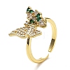 Green Cubic Zirconia Butterfly Cuff Ring KK-D067-28G-RS-1