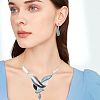 Leaf Alloy Enamel Pendant Necklaces & Stud Dangle Earrings Sets WG51EEA-01-1