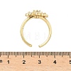 Flower Brass Micro Pave Cubic Zirconia Cuff Rings for Women RJEW-A069-01B-G-5
