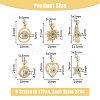 12Pcs 6 Styles Brass Micro Pave Cubic Zirconia Pendants ZIRC-DC0001-28-2