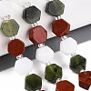 Natural Canada Jade & Red Jasper & Rainbow Moonstone Beads Strands G-T144-17A-01-1