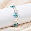 Synthetic Turquoise & Non-magnetic Hematite Beads Stretch Bracelets for Women Men BJEW-JB13728-01-4