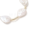 Baroque Natural Keshi Pearl Teadrop Beaded Stretch Bracelets for Women BJEW-JB13561-4