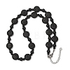 Natural Lava Rock Coin Beaded Necklaces GG-CBA922D-06A-4