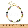 Natural Multicolor Tourmaline & Brass Beaded Bracelets for Women BJEW-JB13959-4