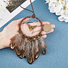 Woven Net/Web with Feather Pendant Decoration HJEW-FH0001-32-3