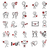 Valentine's Day Theme Cartoon PVC Self-Adhesive Stickers VALE-PW0003-02-4