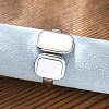 Rectangle 304 Stainless Steel White Shell Cuff Rings for Women RJEW-G346-04P-02-3