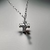 Alloy Textured Cross Pendant Paperclip Chain Necklaces FS-WGDACB3-02-2
