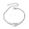 Brass Crystal Rhinestone Couple Heart Link Bracelets for Women KK-CBA7878-02G-2