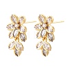 Flower Glass Brass Stud Earrings EJEW-N054-63G-1