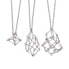 3Pcs 3 Styles 304 Stainless Steel Cable Chain Macrame Pouch Empty Stone Holder Necklace Making NJEW-JN04971-1