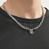 304 Stainless Steel Initial Pendant Cuban Link Chain Necklaces FS-WGB15F2-02-1
