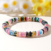 Natural Mixed Gemstone & Brass Beads Stretch Bracelets for Women RV1969-1-3