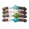 Synthetic Howlite & Turquoise Beaded Stretch Bracelets BJEW-JB111343-1