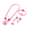 Cute Unicorn Alloy Plastic Children's Beaded Necklace & Bracelet & Cuff Ring & Clip-on Earring Jewelry Sets for Girl's FS-WGF4311-06-1