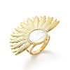 Flower 304 Stainless Steel White Shell Finger Rings for Women RJEW-G346-11G-02-4